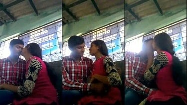 Bf kissing and Boobs pressing gf in Public place