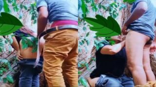 Newly married tourist couple sex in public place